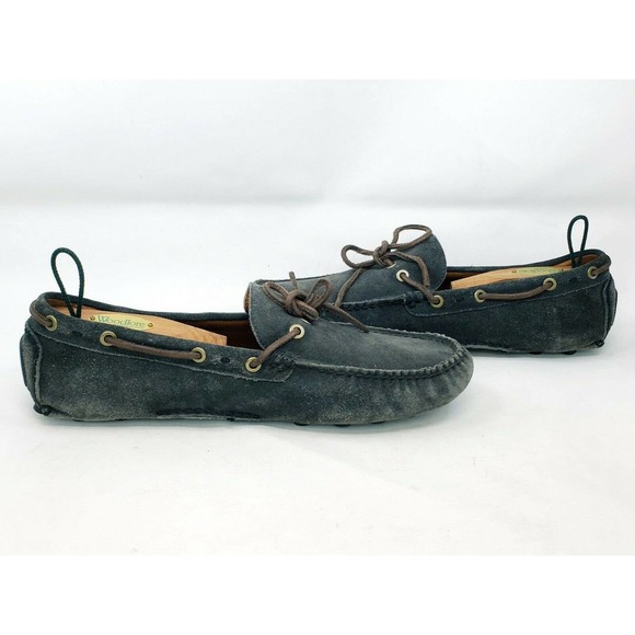 Frye Men\'s 11.5 Gray Suede Leather Moccasins Slip-On Shoe Drivers Casual Loafers
